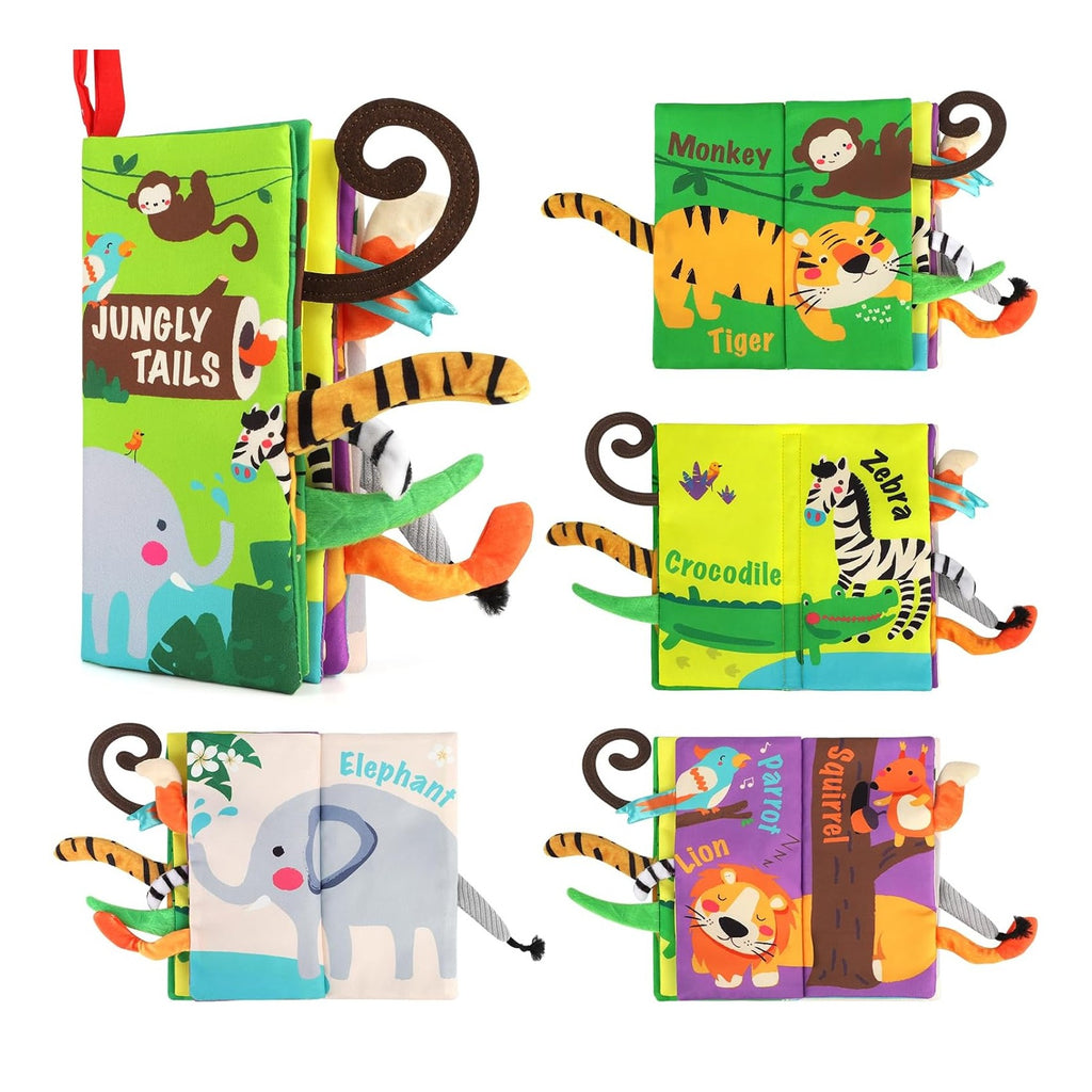 Baby Books Toys, Touch and Feel Crinkle Cloth Book for Infant Baby 0-3-6-12-18 Months, Early Development Interactive Stroller Soft Toys, Newborn Gifts for Boys Girls