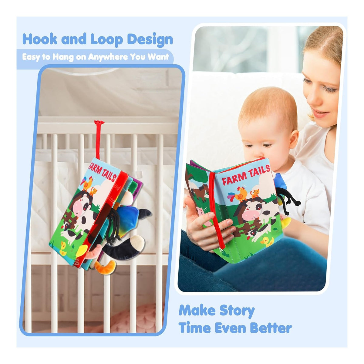 Baby Books Toys, Touch and Feel Crinkle Cloth Books for Babies, Infants & Toddler, Early Development Interactive Car & Stroller Soft Toys for Boys & Girls