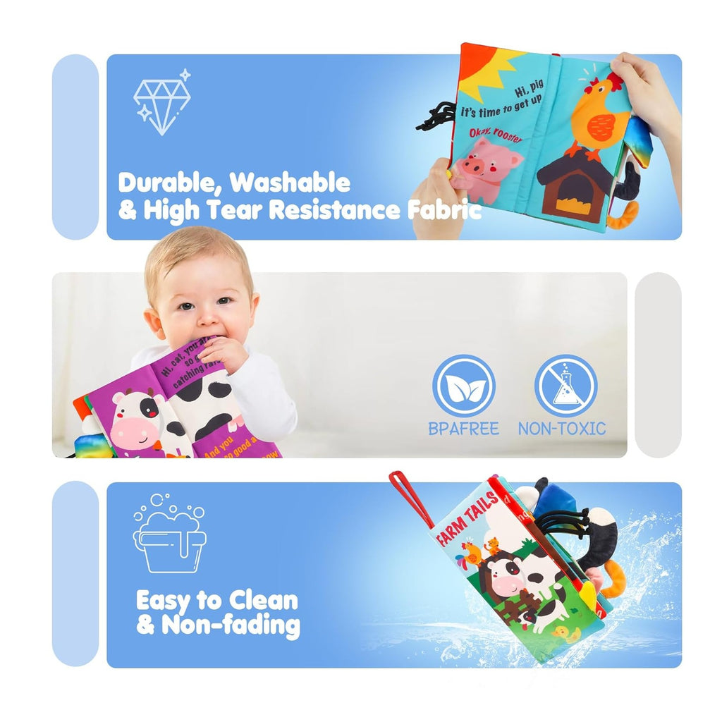 Baby Books Toys, Touch and Feel Crinkle Cloth Books for Babies, Infants & Toddler, Early Development Interactive Car & Stroller Soft Toys for Boys & Girls