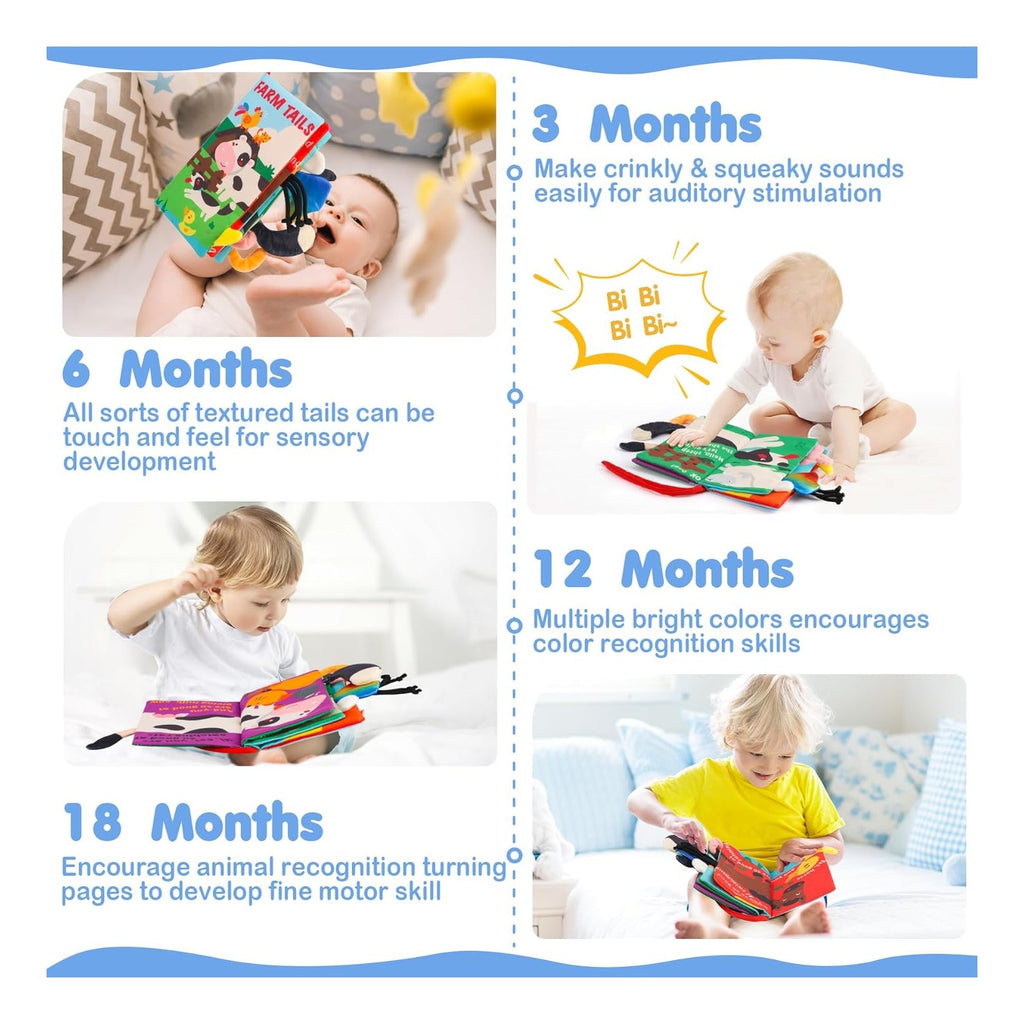 Baby Books Toys, Touch and Feel Crinkle Cloth Books for Babies, Infants & Toddler, Early Development Interactive Car & Stroller Soft Toys for Boys & Girls