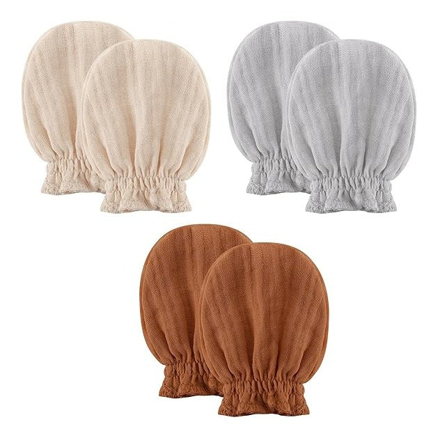Muslin Baby Mittens for Newborn, 100% Cotton No Scratch Soft Breathable Gloves for Boys and Girls 0-6 months