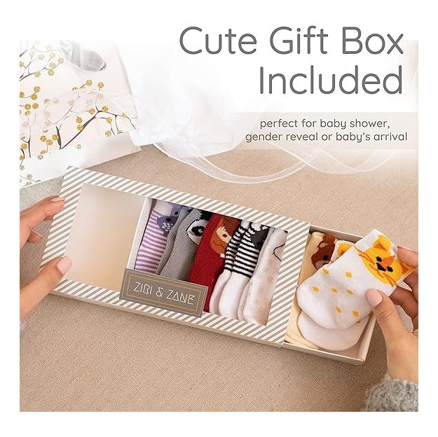Baby Sock Gift Set - 7 Unique Pairs, Cute & Funny Unisex Newborn Gifts For Baby Showers & Registries