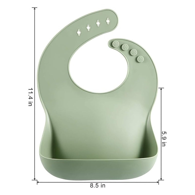 Set of 3 Silicone Baby Bibs Waterproof, Soft, Unisex, 10-72 Months