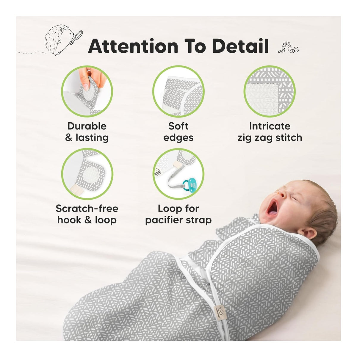 3-Pack Organic Swaddles for Newborns Girls, Boys with Hats - Soft Cotton Baby Sleep Sacks 0-3 Months, Breathable Baby Hats and Swaddles 0-3 Months, Newborn Essentials Must Haves