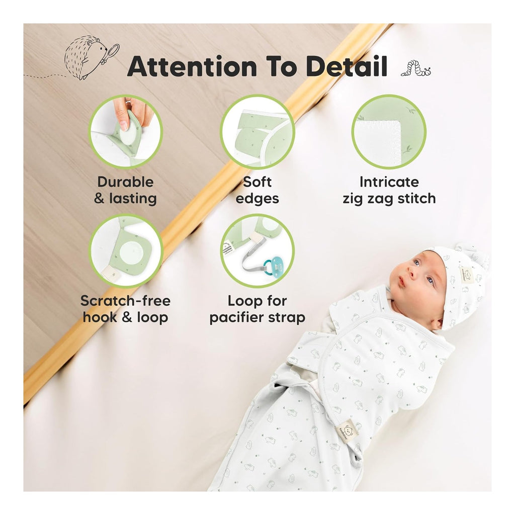 3-Pack Organic Swaddles for Newborns Girls, Boys with Hats - Soft Cotton Baby Sleep Sacks 0-3 Months, Breathable Baby Hats and Swaddles 0-3 Months, Newborn Essentials Must Haves