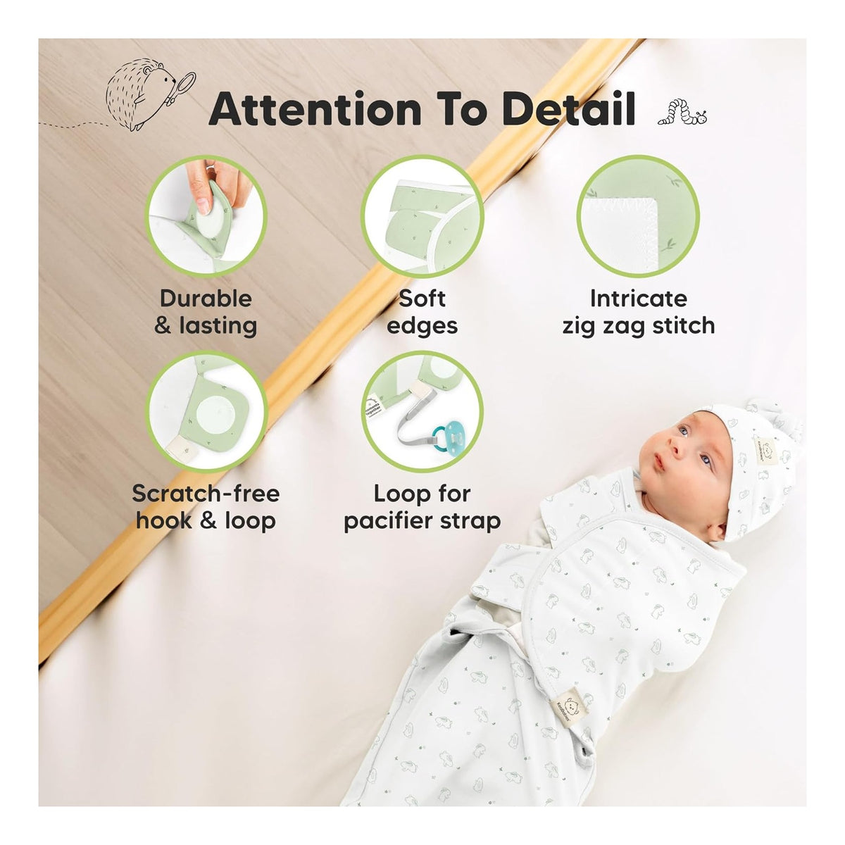 3-Pack Organic Swaddles for Newborns Girls, Boys with Hats - Soft Cotton Baby Sleep Sacks 0-3 Months, Breathable Baby Hats and Swaddles 0-3 Months, Newborn Essentials Must Haves