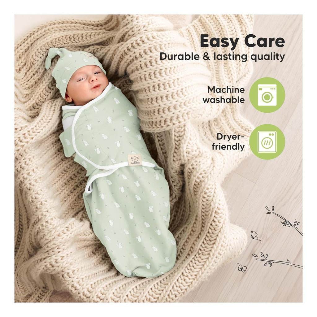 3-Pack Organic Swaddles for Newborns Girls, Boys with Hats - Soft Cotton Baby Sleep Sacks 0-3 Months, Breathable Baby Hats and Swaddles 0-3 Months, Newborn Essentials Must Haves
