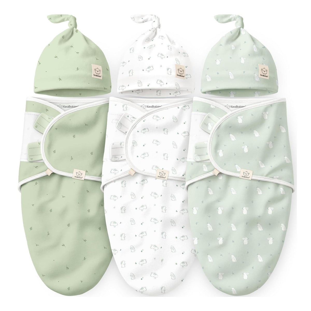 3-Pack Organic Swaddles for Newborns Girls, Boys with Hats - Soft Cotton Baby Sleep Sacks 0-3 Months, Breathable Baby Hats and Swaddles 0-3 Months, Newborn Essentials Must Haves
