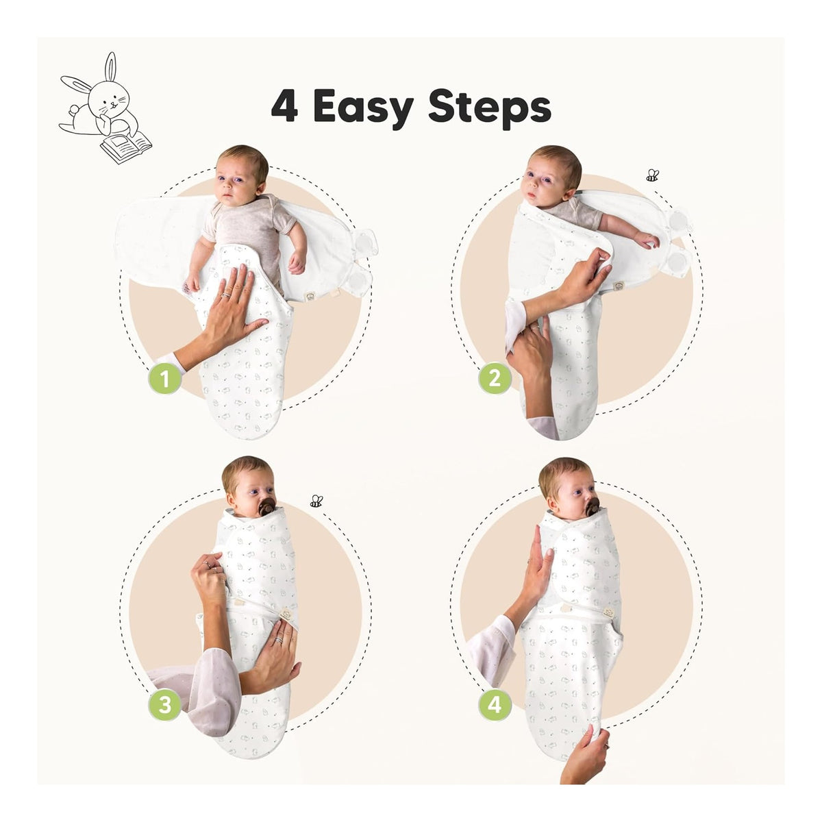 3-Pack Organic Swaddles for Newborns Girls, Boys with Hats - Soft Cotton Baby Sleep Sacks 0-3 Months, Breathable Baby Hats and Swaddles 0-3 Months, Newborn Essentials Must Haves