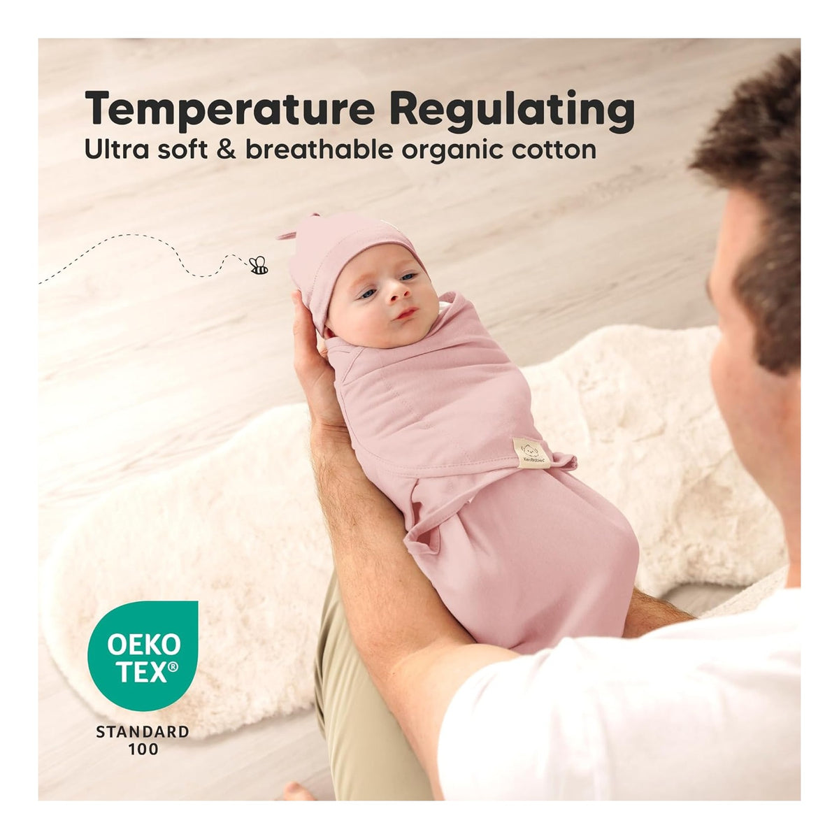 3-Pack Organic Swaddles for Newborns Girls, Boys with Hats - Soft Cotton Baby Sleep Sacks 0-3 Months, Breathable Baby Hats and Swaddles 0-3 Months, Newborn Essentials Must Haves