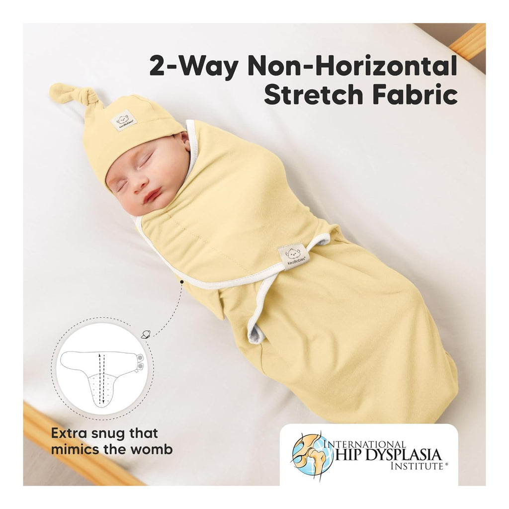 3-Pack Organic Swaddles for Newborns Girls, Boys with Hats - Soft Cotton Baby Sleep Sacks 0-3 Months, Breathable Baby Hats and Swaddles 0-3 Months, Newborn Essentials Must Haves