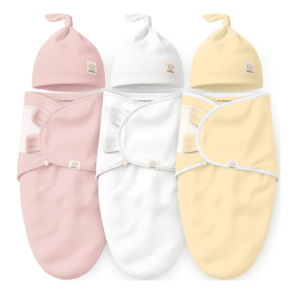 3-Pack Organic Swaddles for Newborns Girls, Boys with Hats - Soft Cotton Baby Sleep Sacks 0-3 Months, Breathable Baby Hats and Swaddles 0-3 Months, Newborn Essentials Must Haves