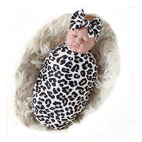 Newborn Receiving Blanket Headband Set Baby Flower Swaddle