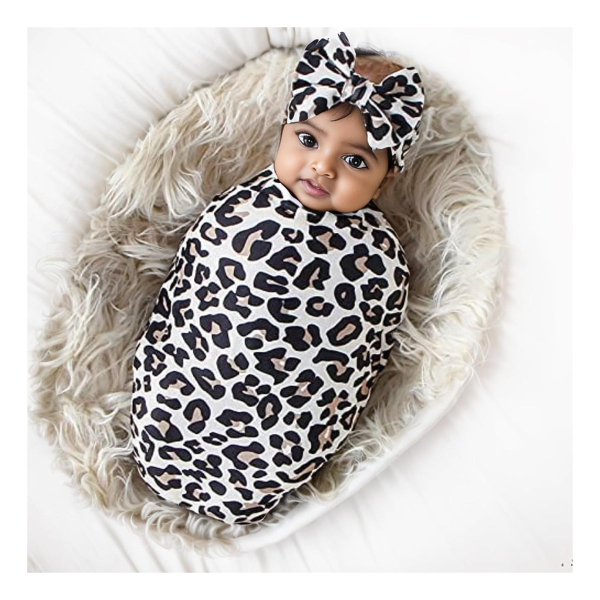 Newborn Receiving Blanket Headband Set Baby Flower Swaddle
