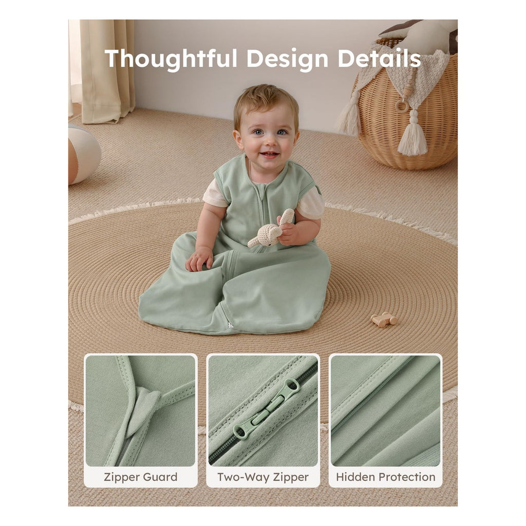 Baby Sleep Sack 0-6 Months Wearable Blanket for Babies 100% Organic Cotton 2-Way Zipper TOG 0.5 Toddler Sleeping Sack 3 Pack, Sleep Sacks