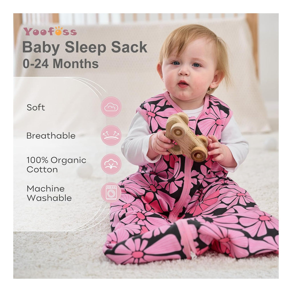 Baby Sleep Sack 0-6 Months Wearable Blanket for Babies 100% Organic Cotton 2-Way Zipper TOG 0.5 Toddler Sleeping Sack 3 Pack, Comfy Lightweight Sleep Sacks
