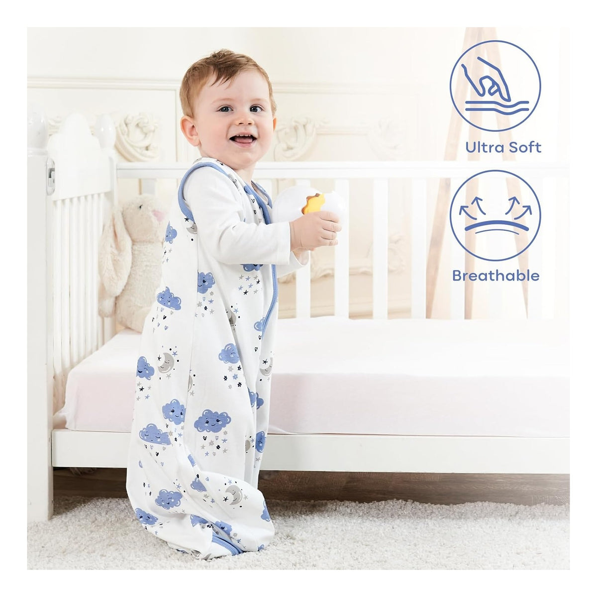 Baby Sleep Sack 0-6 Months Baby Wearable Blanket 100% Organic Cotton 2-Way Zipper TOG 0.5 Toddler Sleeping Sack 3, Lightweight Sleep Sacks for Babies Visit the Yoofoss Store