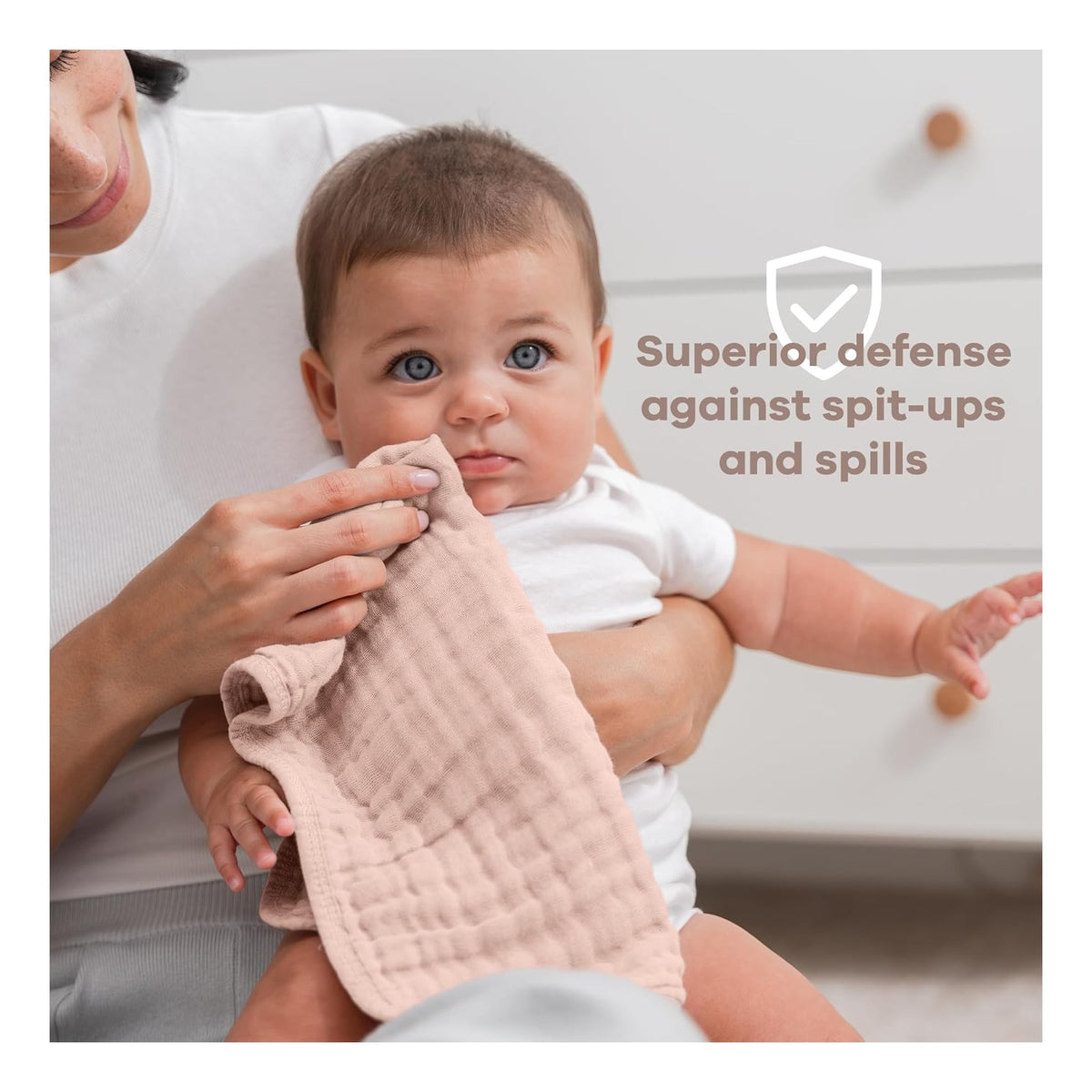 Muslin Burp Cloths 20" x 10", Pack of 10 - Large, 6-Layer, Ultra Absorbent 100% Cotton for Baby Drool and Messes - Soft, Safe & Gentle Baby Burp Cloths for Boys & Girls - Multi
