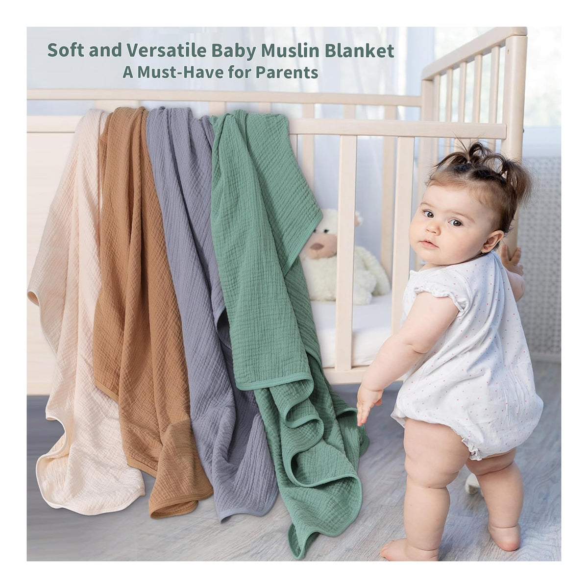 Swaddle Blankets for Newborn, 2 Pack Breathable Soft Receiving Blanket, Large 41 x 41 inches Swaddle Wrap Burping Clothes, Essentials Infant Shower Items
