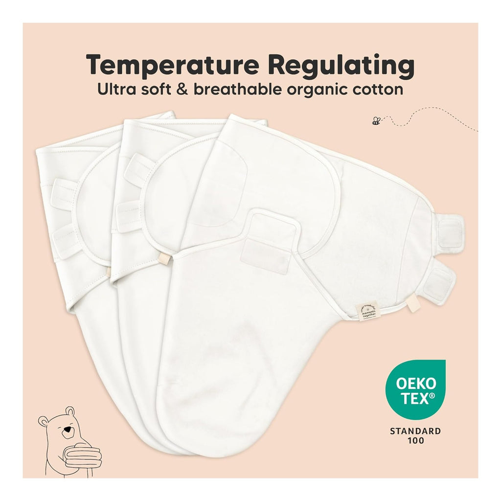 3-Pack Baby Swaddle Sleep Sacks - Organic Swaddles for Newborns, Infant 0-3 Months, Baby Girls, Boys, Soft & Snug Newborn Sleep Sack, Nursery Swaddling Blankets