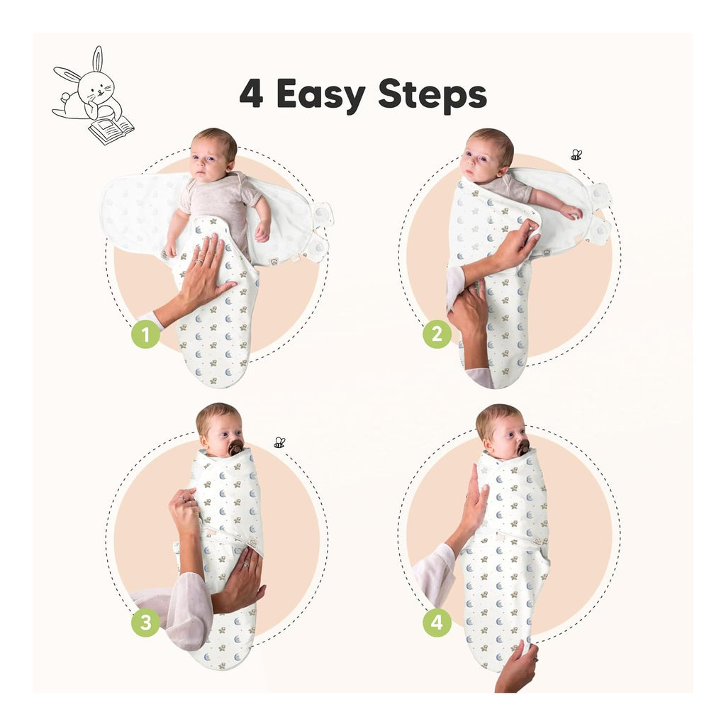 3-Pack Baby Swaddle Sleep Sacks - Organic Swaddles for Newborns, Infant 0-3 Months, Baby Girls, Boys, Soft & Snug Newborn Sleep Sack, Nursery Swaddling Blankets