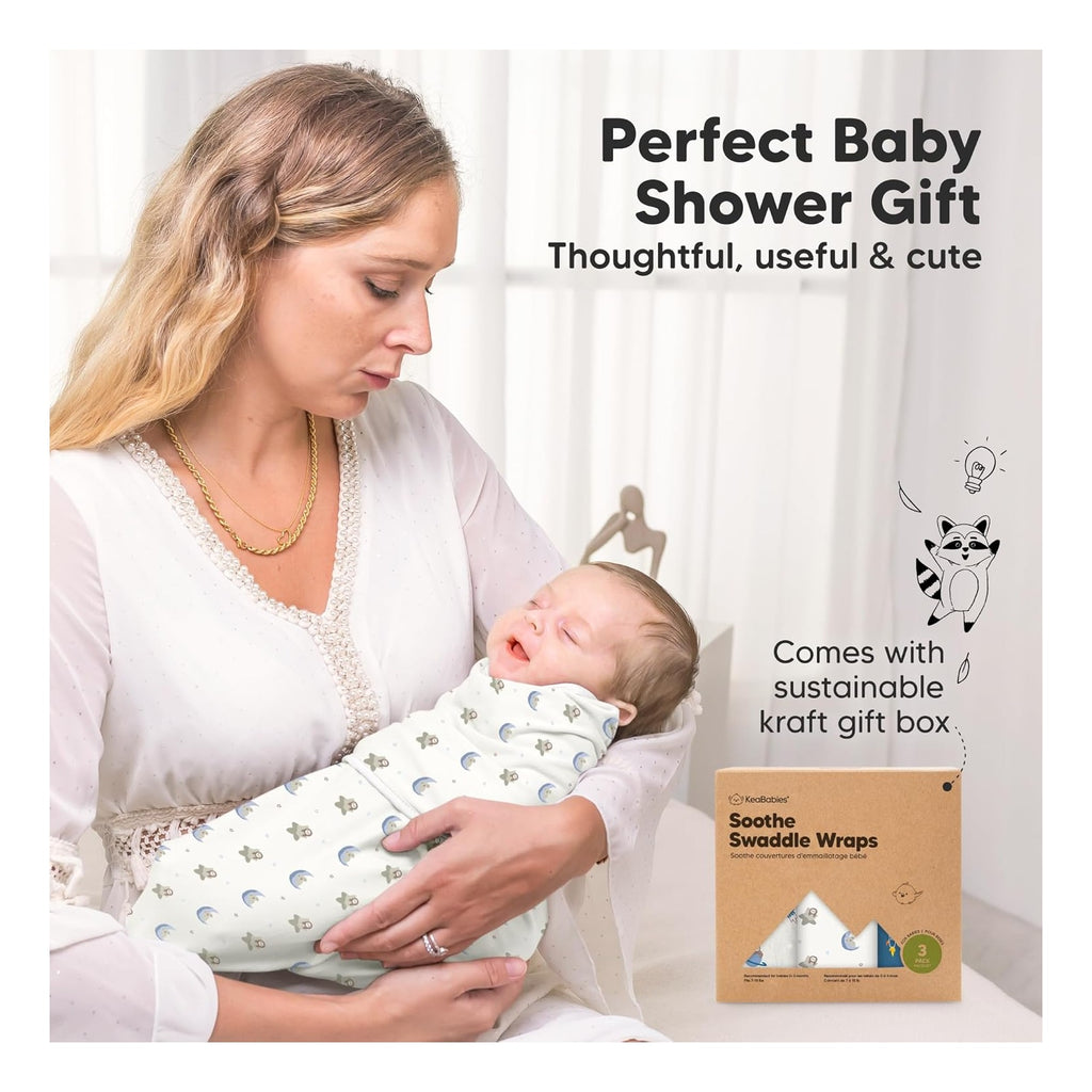 3-Pack Baby Swaddle Sleep Sacks - Organic Swaddles for Newborns, Infant 0-3 Months, Baby Girls, Boys, Soft & Snug Newborn Sleep Sack, Nursery Swaddling Blankets