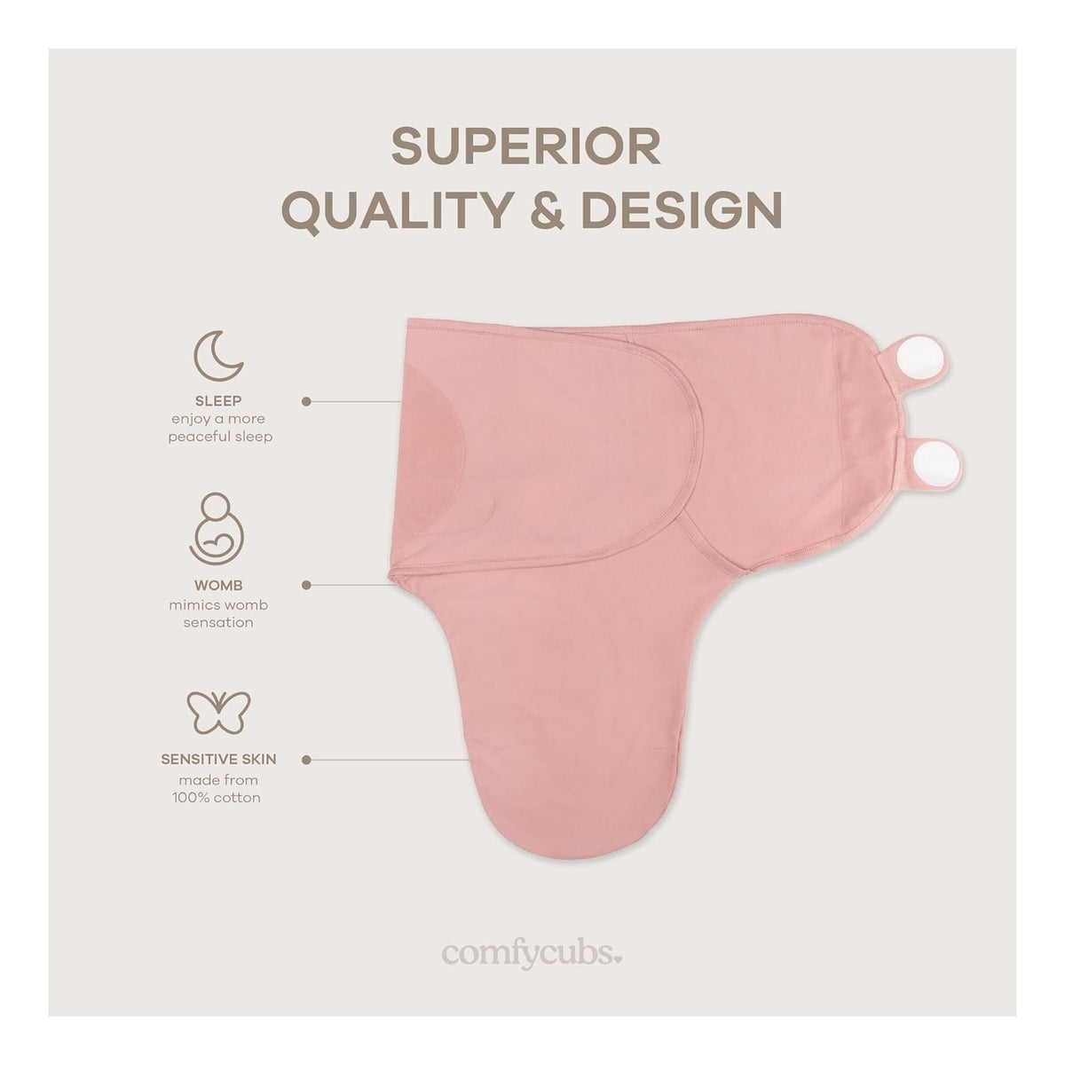 Easy Swaddle Blanket, 3 Pack - 100% Cotton Newborn Wrap, Small for 0-3 Months Infants, Breathable and Durable Sleep Sack for Babies - Blush, Mauve & Mulberry