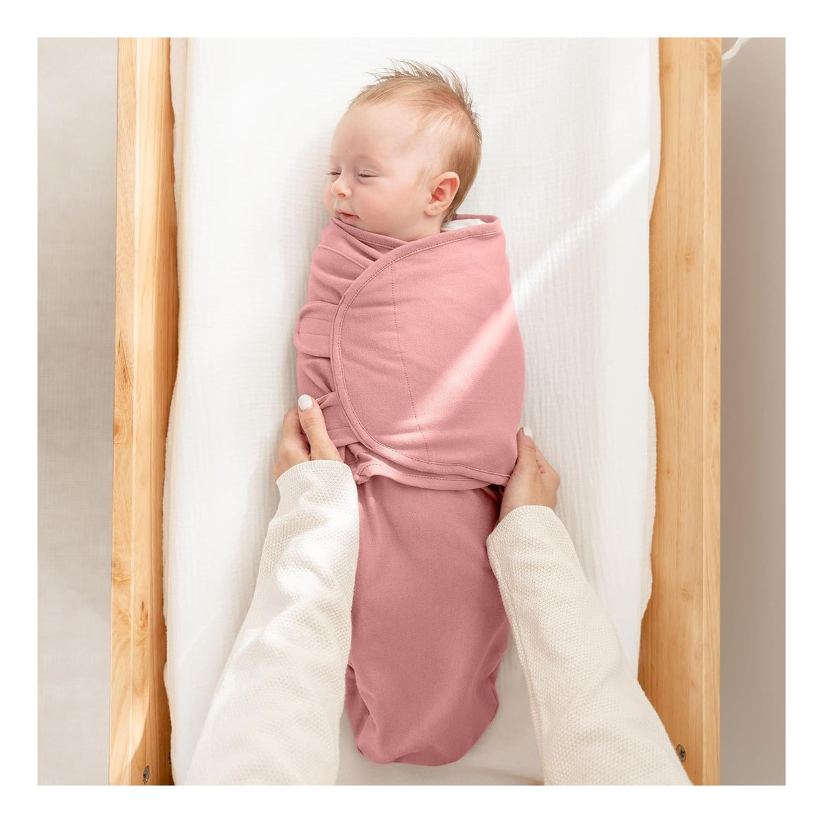 Easy Swaddle Blanket, 3 Pack - 100% Cotton Newborn Wrap, Small for 0-3 Months Infants, Breathable and Durable Sleep Sack for Babies - Blush, Mauve & Mulberry