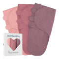 Easy Swaddle Blanket, 3 Pack - 100% Cotton Newborn Wrap, Small for 0-3 Months Infants, Breathable and Durable Sleep Sack for Babies - Blush, Mauve & Mulberry