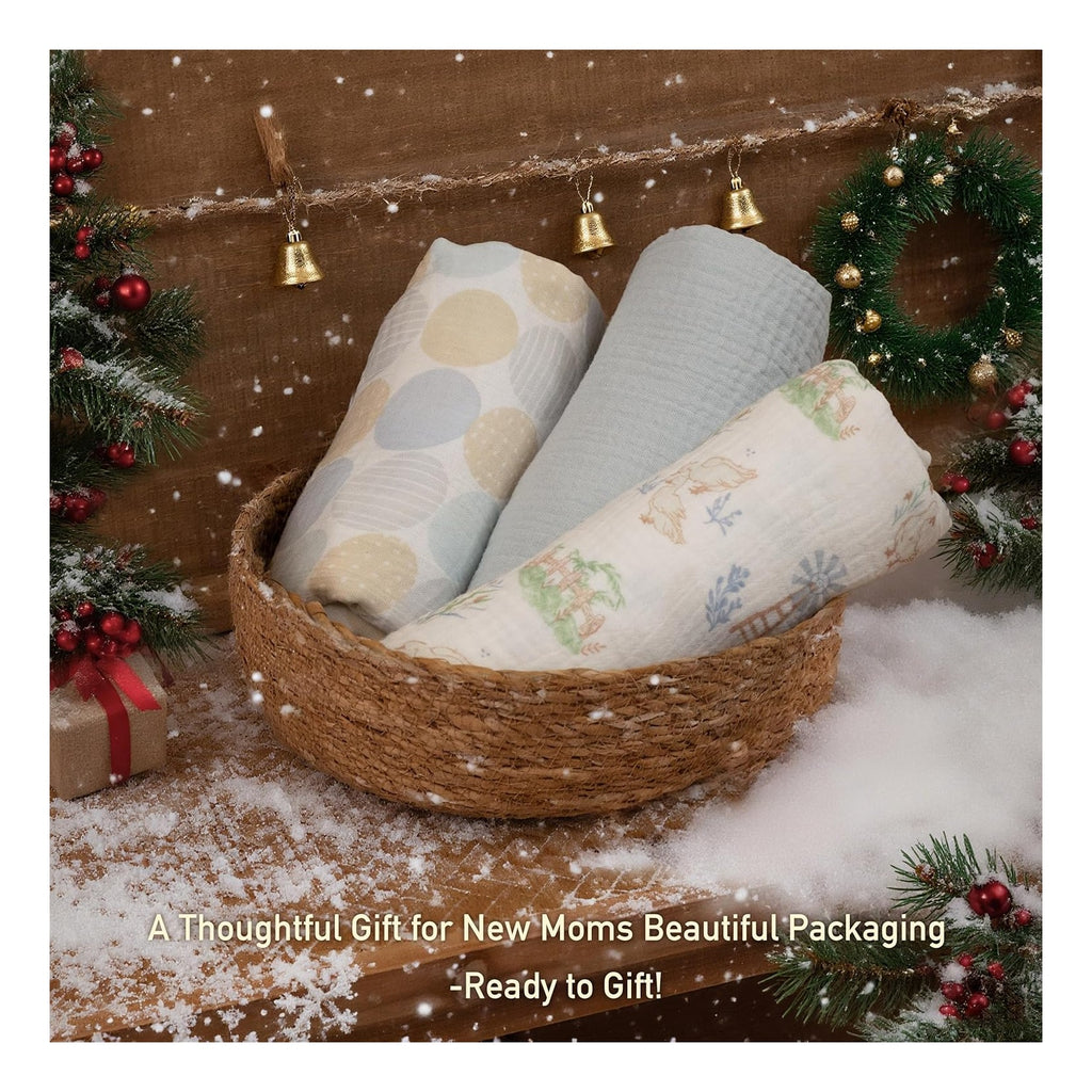 Swaddle Blankets for Newborn, 3 Pack Breathable Soft Receiving Blanket, Large 38 x 40 inches Swaddle Wrap Burping Clothes Diapers, Essentials Infant Shower Items, Toddler Gift