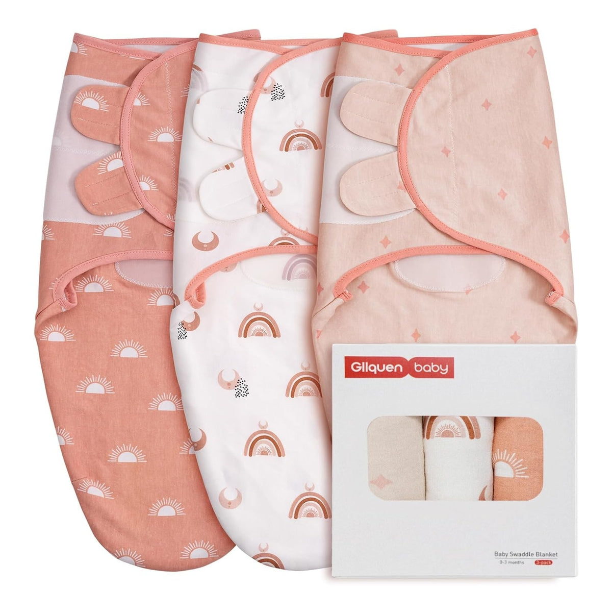 BABY Swaddles for Newborns Organic Cotton, Soft Baby Girl Swaddles 0-3 Months, Womb-Like Sleep Sack Wrap Nursery Swaddling Blankets Rainbow & Sunshine