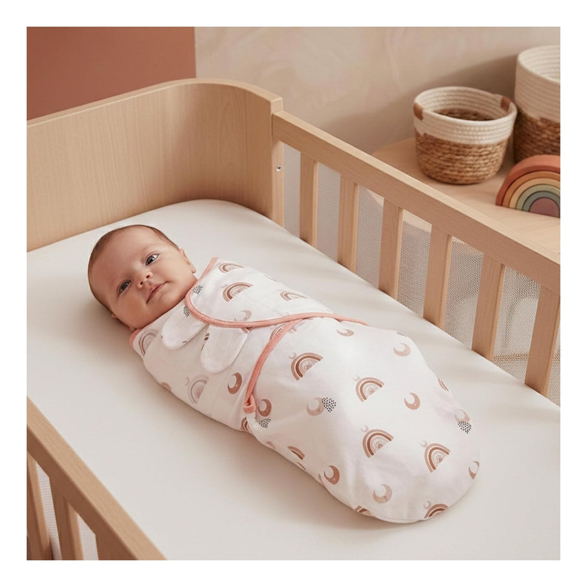 BABY Swaddles for Newborns Organic Cotton, Soft Baby Girl Swaddles 0-3 Months, Womb-Like Sleep Sack Wrap Nursery Swaddling Blankets Rainbow & Sunshine