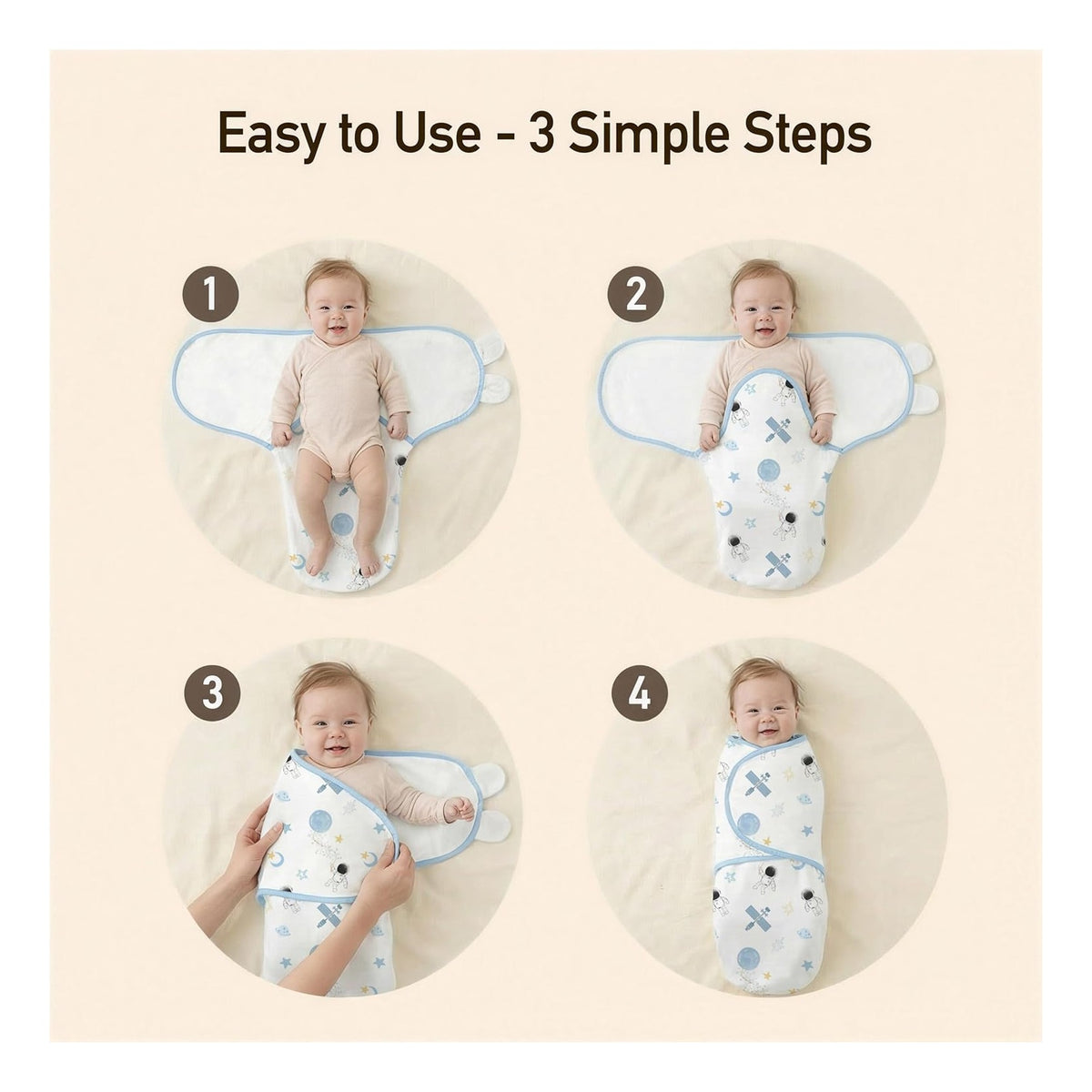 BABY Swaddles for Newborns Organic Cotton, Soft Baby Boy Swaddles 0-3 Months, Womb-Like Sleep Sack Wrap Nursery Swaddling Blankets Astronauts & Rockets