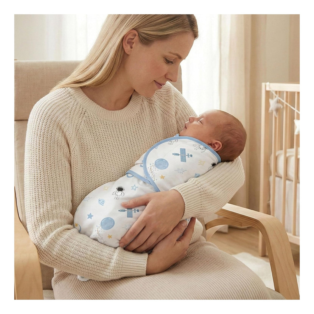 BABY Swaddles for Newborns Organic Cotton, Soft Baby Boy Swaddles 0-3 Months, Womb-Like Sleep Sack Wrap Nursery Swaddling Blankets Astronauts & Rockets
