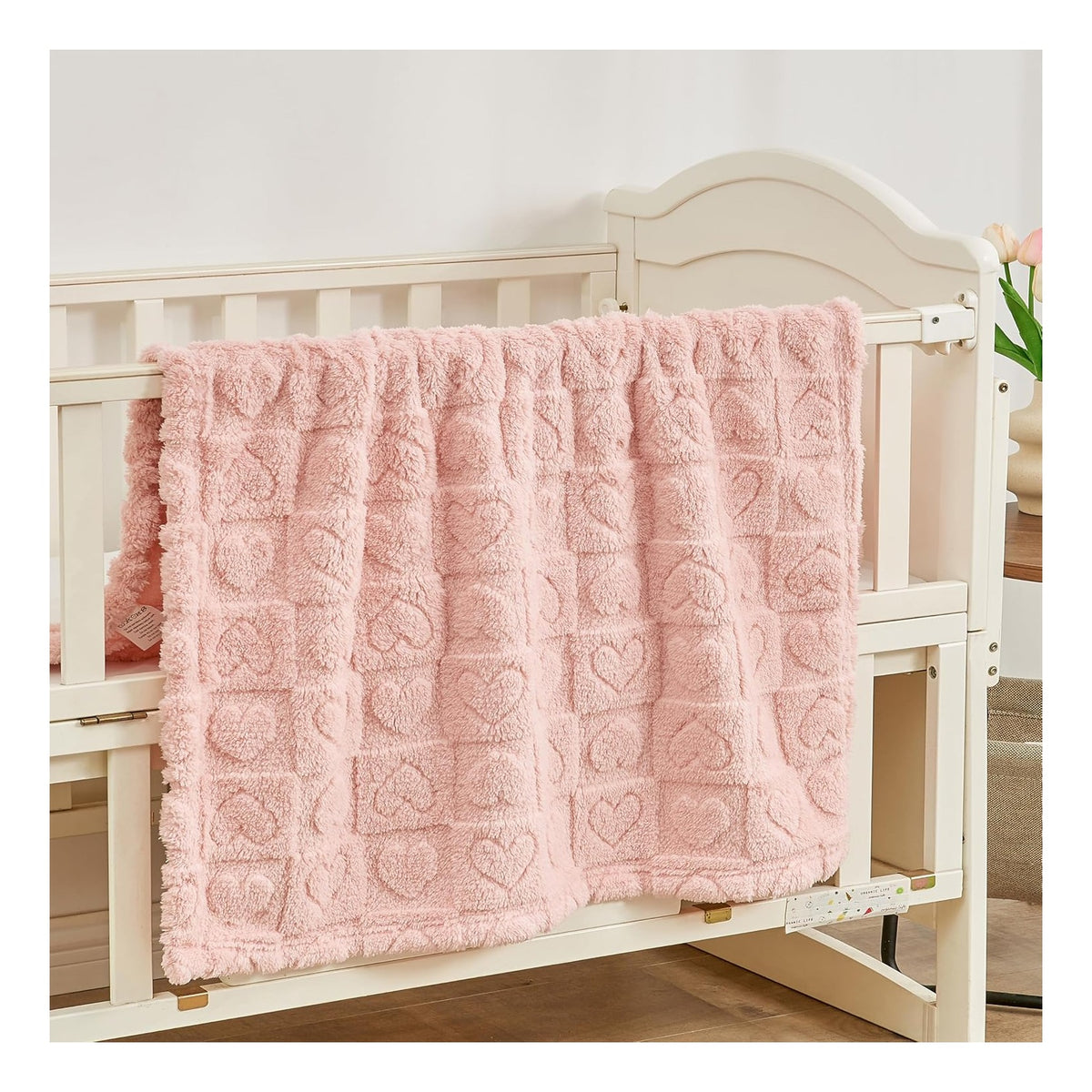 Fleece Baby Blanket Heart Checkered Blanket, Ultra Soft Cozy Baby Blankets for Girls Boys, Fluffy Infant Toddler Newborn Receiving Blankets for Crib Stroller