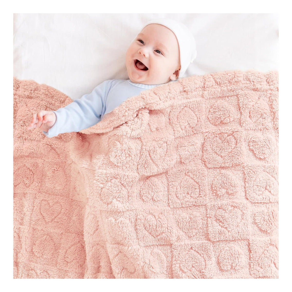Fleece Baby Blanket Heart Checkered Blanket, Ultra Soft Cozy Baby Blankets for Girls Boys, Fluffy Infant Toddler Newborn Receiving Blankets for Crib Stroller