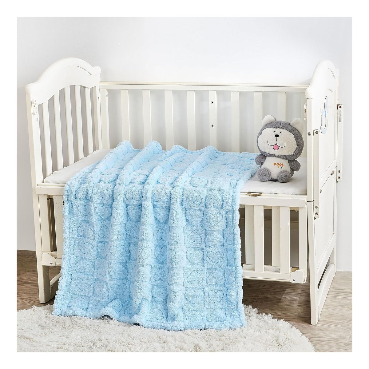 Fleece Baby Blanket Heart Checkered Blanket, Ultra Soft Cozy Baby Blankets for Girls Boys, Fluffy Infant Toddler Newborn Receiving Blankets for Crib Stroller