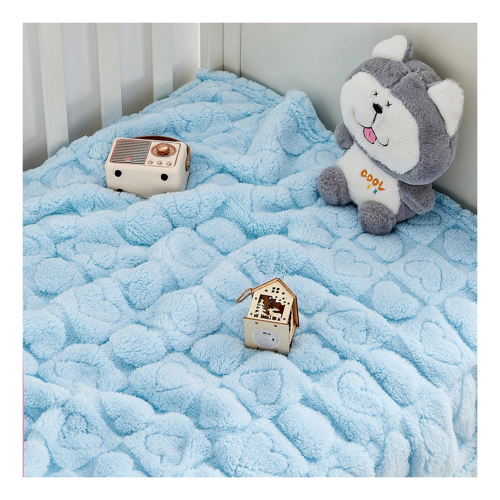 Fleece Baby Blanket Heart Checkered Blanket, Ultra Soft Cozy Baby Blankets for Girls Boys, Fluffy Infant Toddler Newborn Receiving Blankets for Crib Stroller