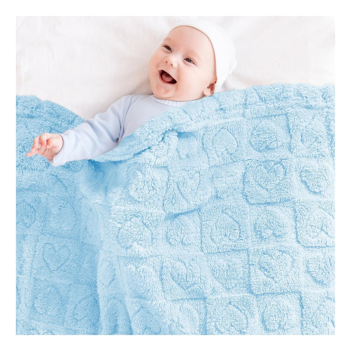 Fleece Baby Blanket Heart Checkered Blanket, Ultra Soft Cozy Baby Blankets for Girls Boys, Fluffy Infant Toddler Newborn Receiving Blankets for Crib Stroller