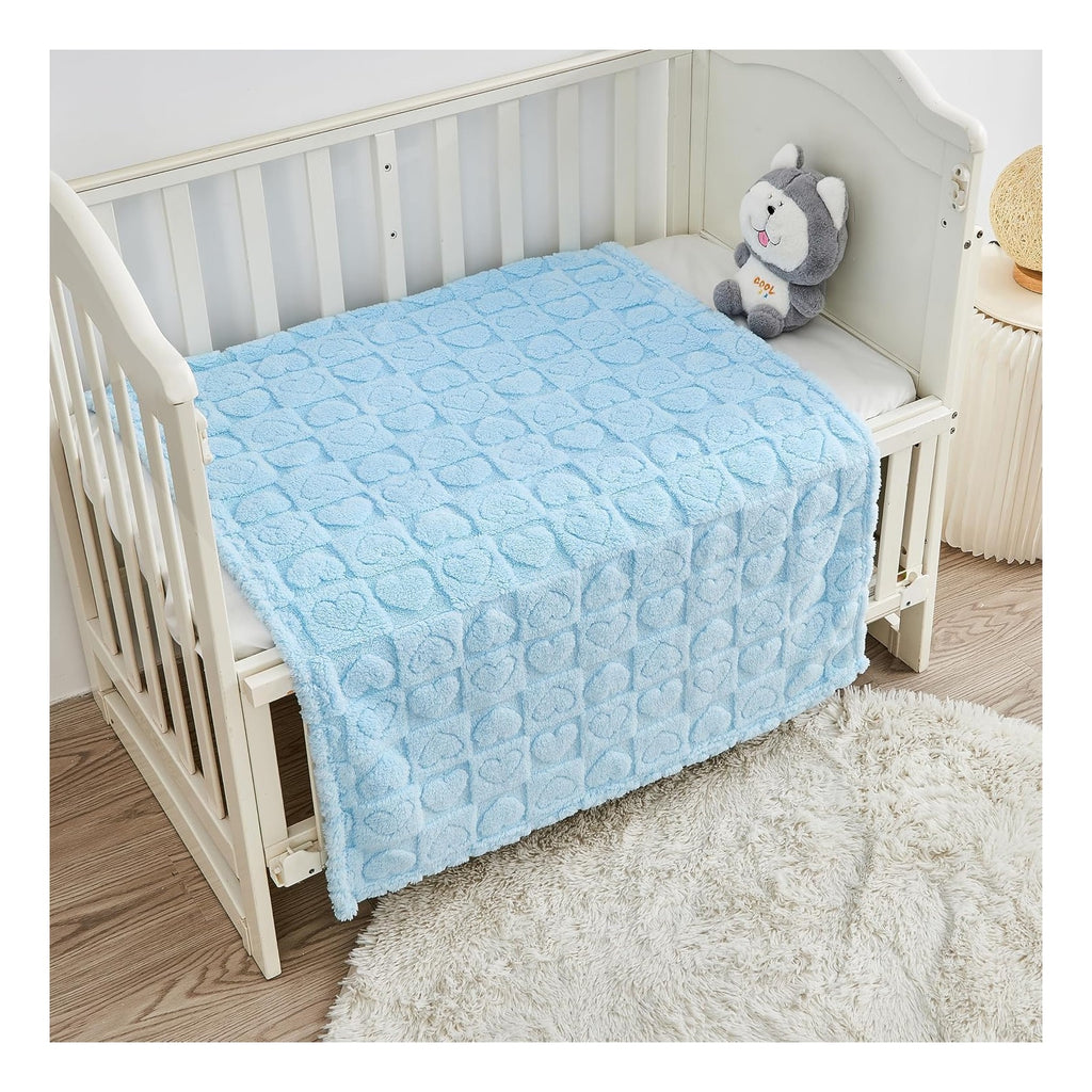 Fleece Baby Blanket Heart Checkered Blanket, Ultra Soft Cozy Baby Blankets for Girls Boys, Fluffy Infant Toddler Newborn Receiving Blankets for Crib Stroller