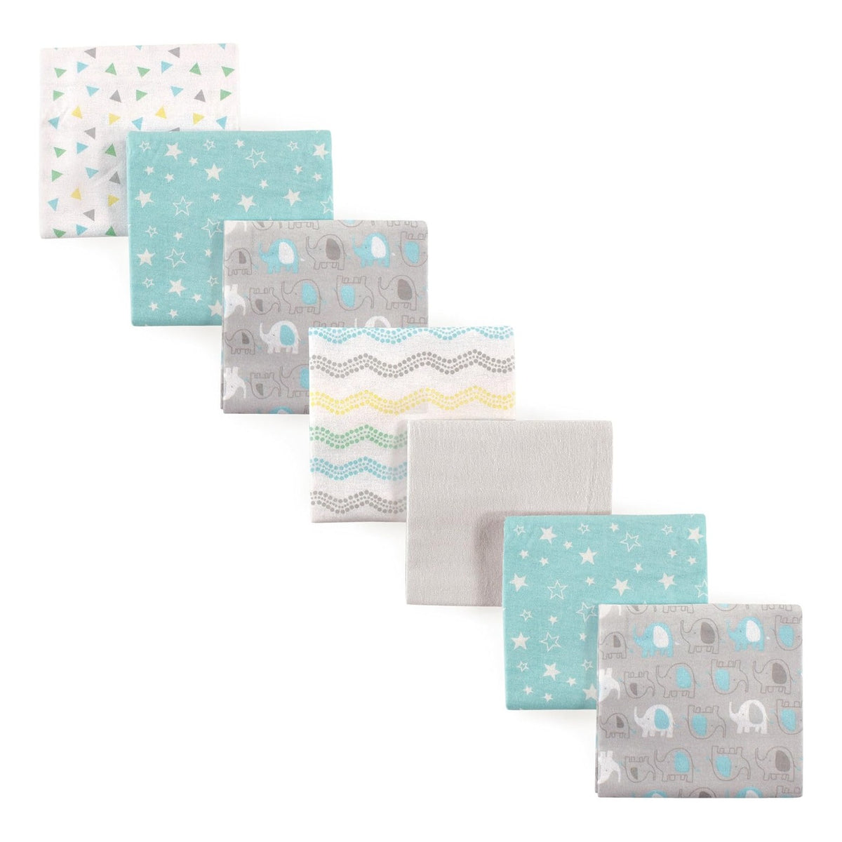 Friends Unisex Baby Cotton Flannel Receiving Blankets, Basic Elephant 7-Pack, One Size