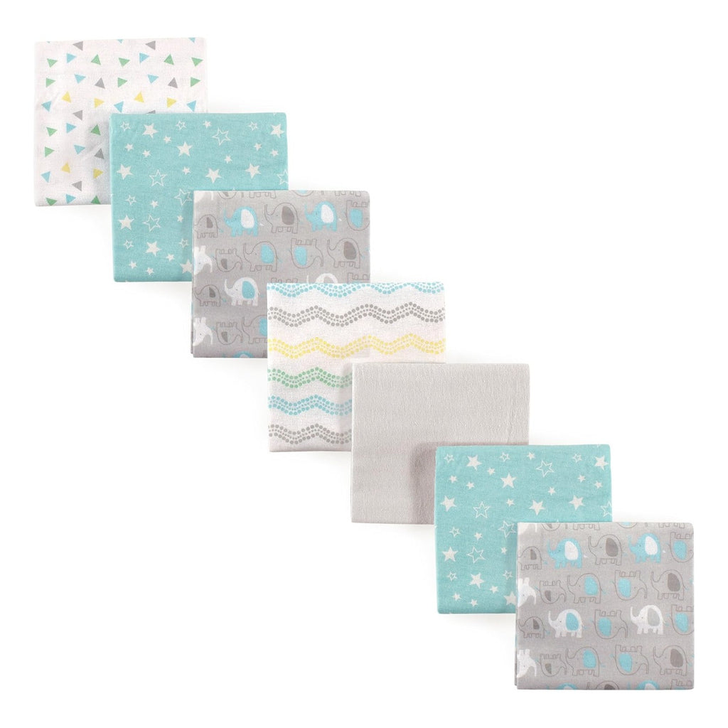 Friends Unisex Baby Cotton Flannel Receiving Blankets, Basic Elephant 7-Pack, One Size