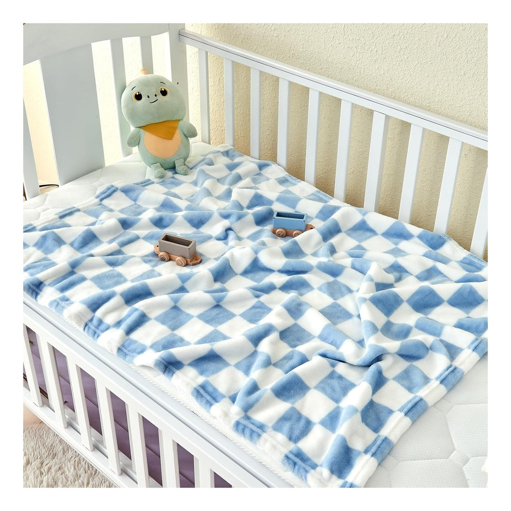 Checkered Baby Blanket Fleece Baby Blankets for Boys, Ultra Soft Cozy Fluffy Infant Toddler Newborn Receiving Blankets for Crib Stroller