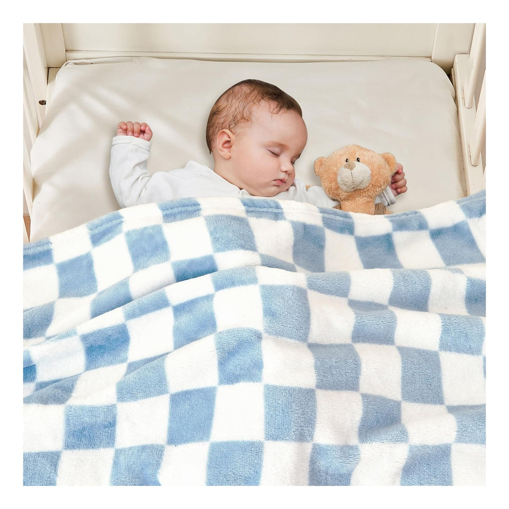 Checkered Baby Blanket Fleece Baby Blankets for Boys, Ultra Soft Cozy Fluffy Infant Toddler Newborn Receiving Blankets for Crib Stroller