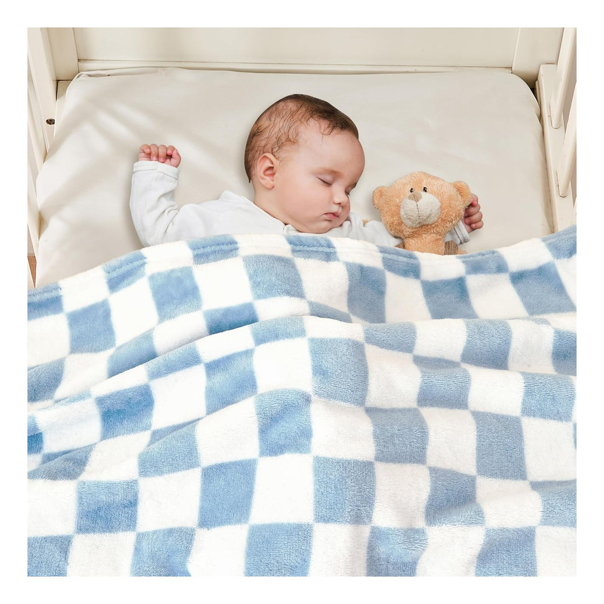 Checkered Baby Blanket Fleece Baby Blankets for Boys, Ultra Soft Cozy Fluffy Infant Toddler Newborn Receiving Blankets for Crib Stroller