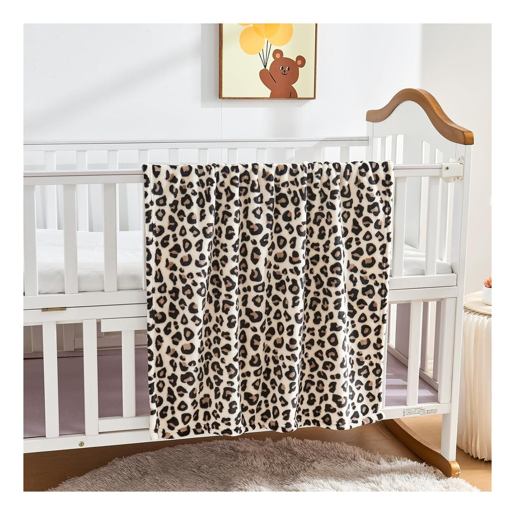 Leopard Print Baby Blanket Fleece Baby Blankets for Boys Girls, Ultra Soft Cozy Fluffy Infant Toddler Newborn Receiving Blankets for Crib Stroller