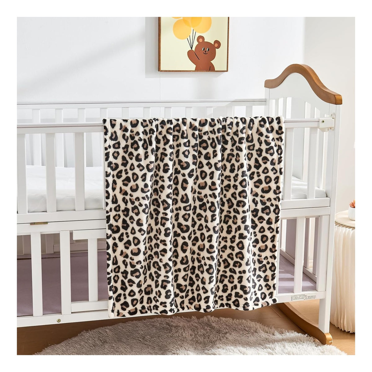 Leopard Print Baby Blanket Fleece Baby Blankets for Boys Girls, Ultra Soft Cozy Fluffy Infant Toddler Newborn Receiving Blankets for Crib Stroller