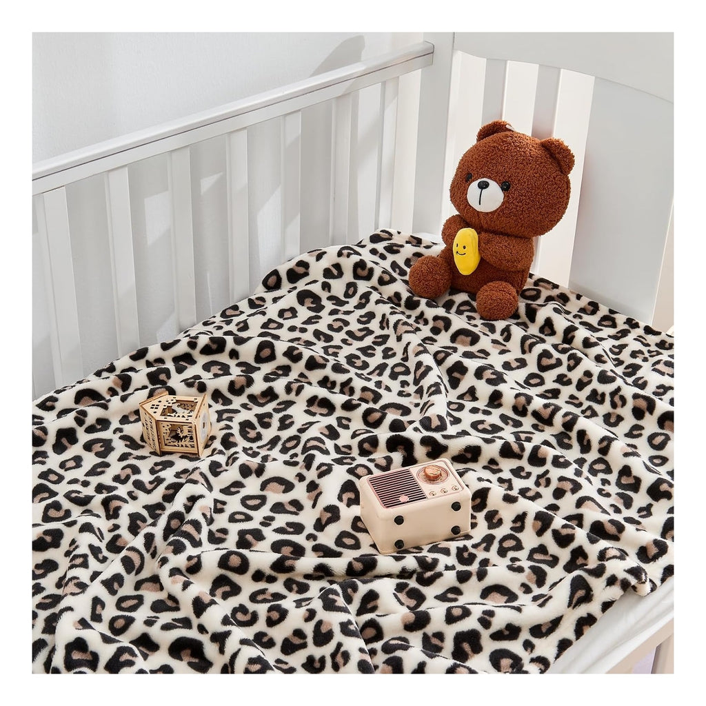 Leopard Print Baby Blanket Fleece Baby Blankets for Boys Girls, Ultra Soft Cozy Fluffy Infant Toddler Newborn Receiving Blankets for Crib Stroller