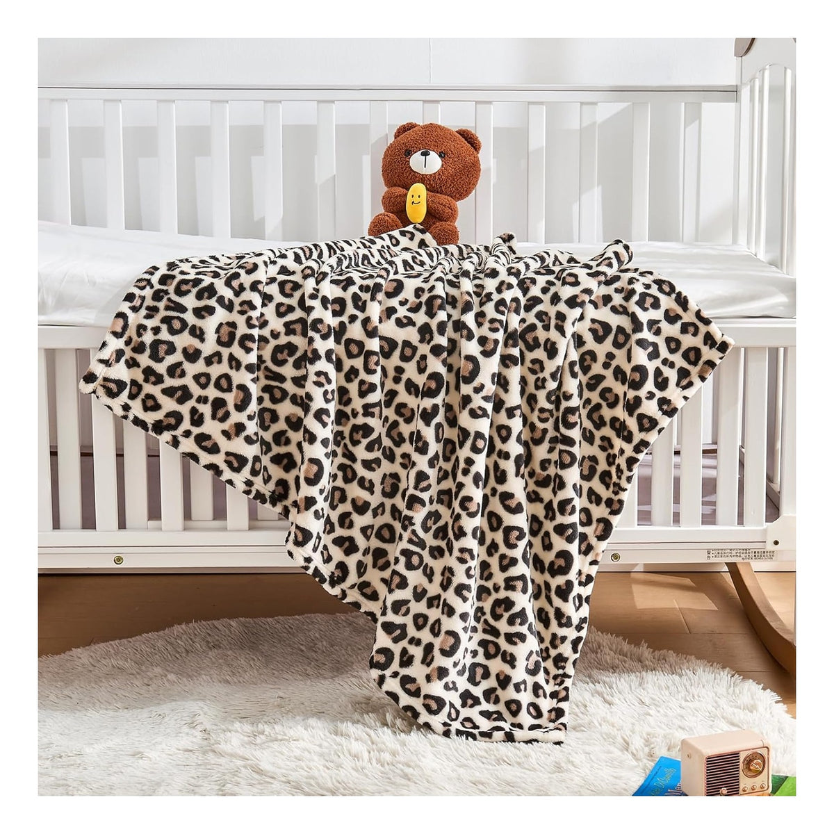 Leopard Print Baby Blanket Fleece Baby Blankets for Boys Girls, Ultra Soft Cozy Fluffy Infant Toddler Newborn Receiving Blankets for Crib Stroller