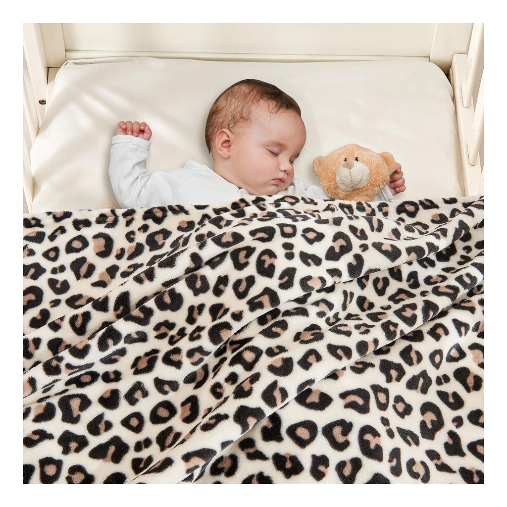 Leopard Print Baby Blanket Fleece Baby Blankets for Boys Girls, Ultra Soft Cozy Fluffy Infant Toddler Newborn Receiving Blankets for Crib Stroller